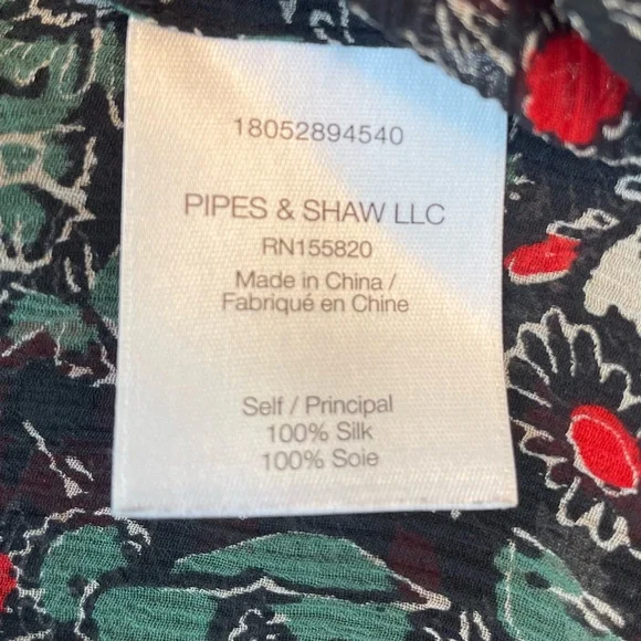 Veronica Beard Blakely Floral Silk Cut Out V-Neck Blouse Size 8 Black Multi - Picture 8 of 8